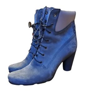 Womens Timberland Devlin 6" Premium Gray Nubuck Leather Heel Ankle Booties